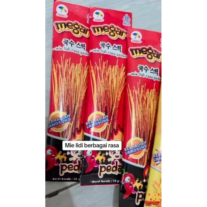 

Mie Lidi Megar dengan berbagai Varian Rasa isi 10 Pcs / Pack