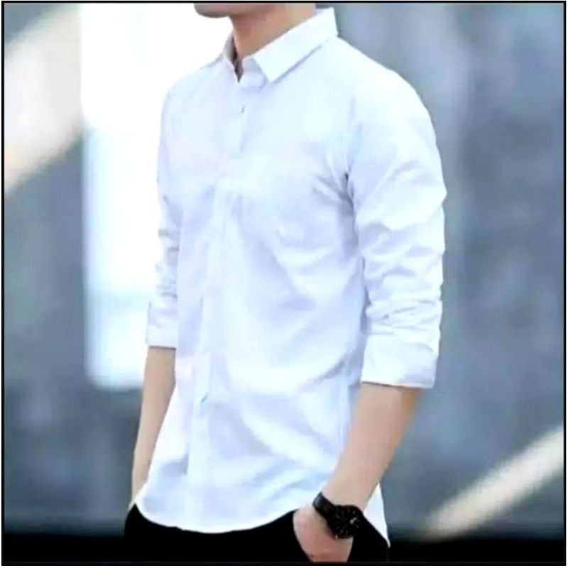 PROMO (COD)  PUTIH KANCING PUTIH Kemeja Pria Lengan Panjang Sage Green Soft Green Hitam Abu-Abu Maro
