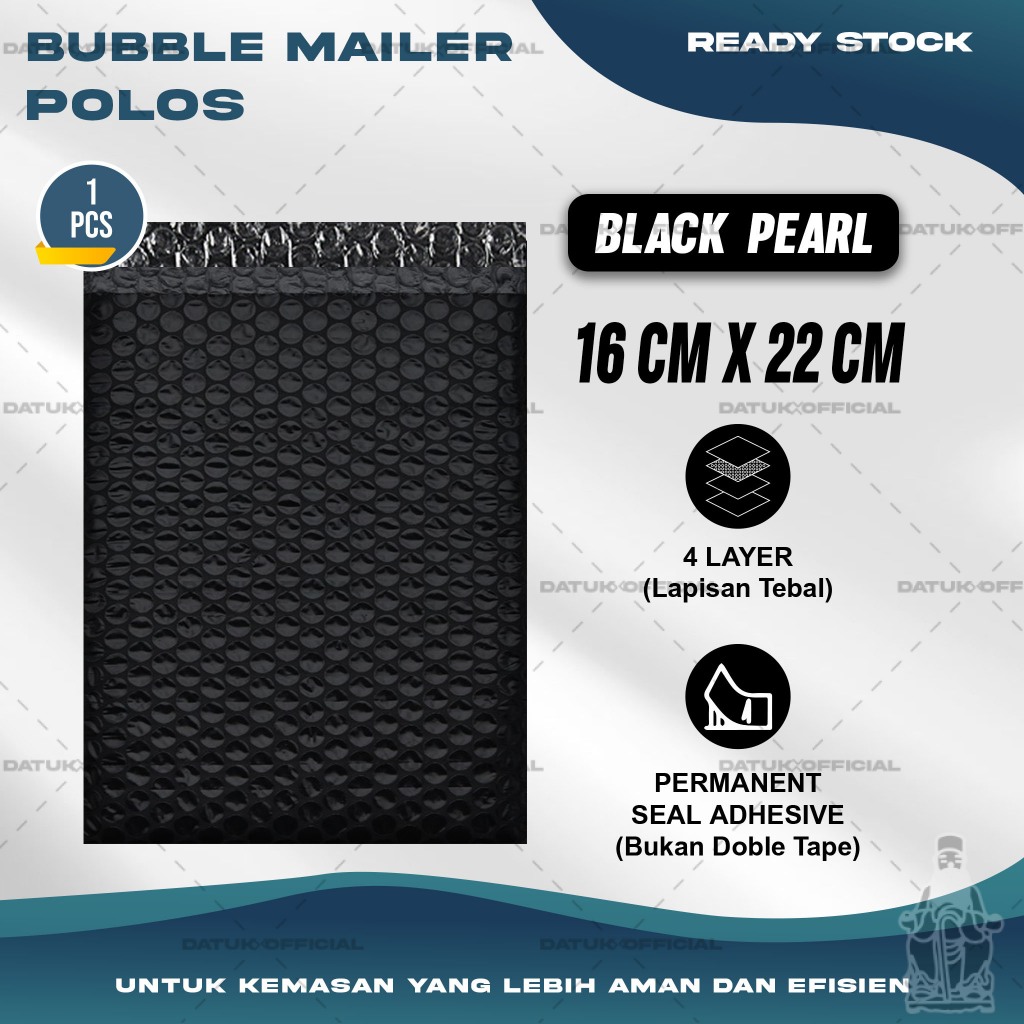 

Plastik Packing BUBBLE MAILER Hitam Kantong Polybubble Amplop Bubble Envelope Polymailer Olshop Polos Ukuran 16X22