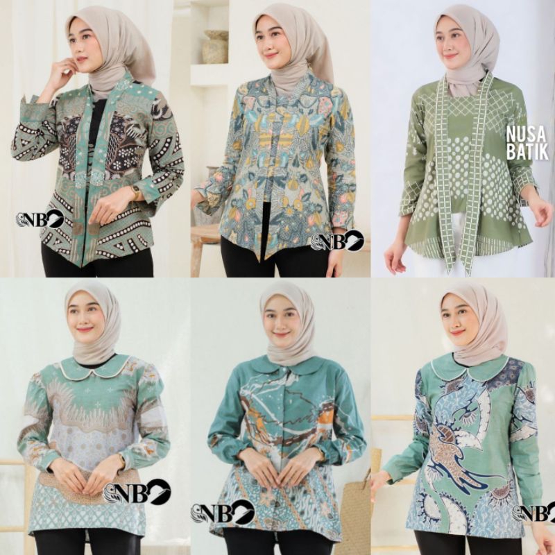 ATASAN BATIK WANITA SPESIAL WARNA HIJAU SAGE/HIJAU WARDAH BAJU BATIK KANTOR WANITA BATIK NEW BLUS SE