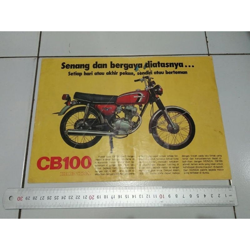 Iklan jadul motor antik honda cb100 lengkap spec original iklan majalah astra honda lawas pajangan k