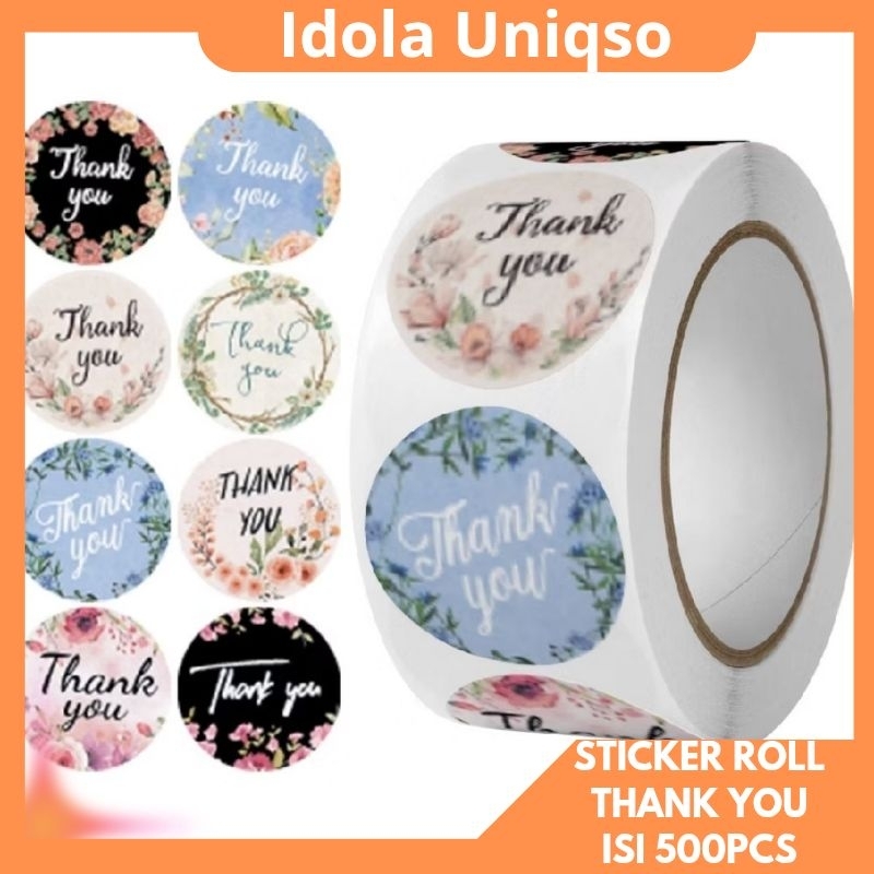 

Sticker Thank You Roll Isi 500 Pcs Stiker Terima Kasih Warna Self Adhe