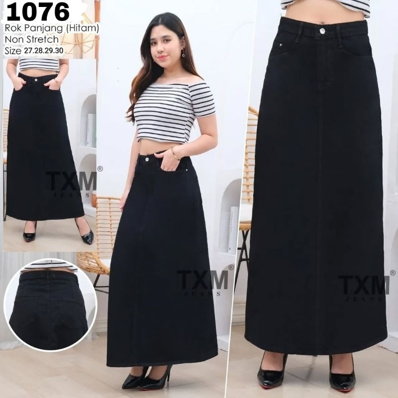 Rok Jeans Panjang Hitam 1076
