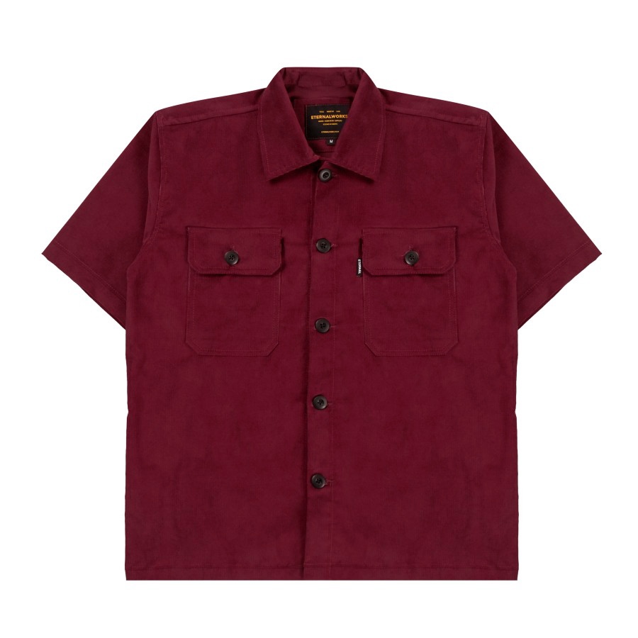 RUSH MAROON CORDUROY SHIRT - KEMEJA LENGAN PENDEK - KEMEJA CORDUROY