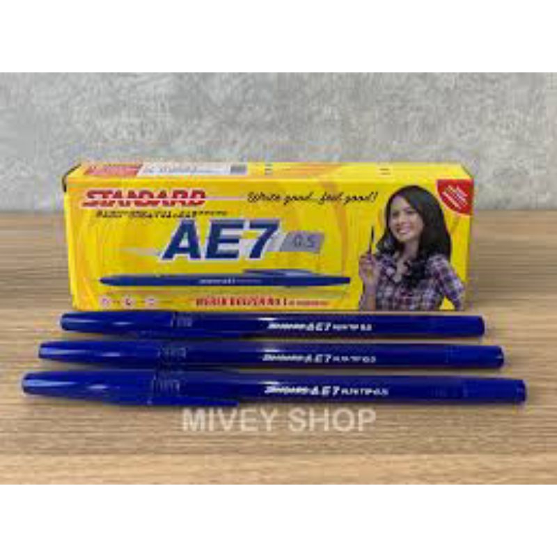 

3 Pcs Pulpen Standard AE7 0,5mm - Warna Biru