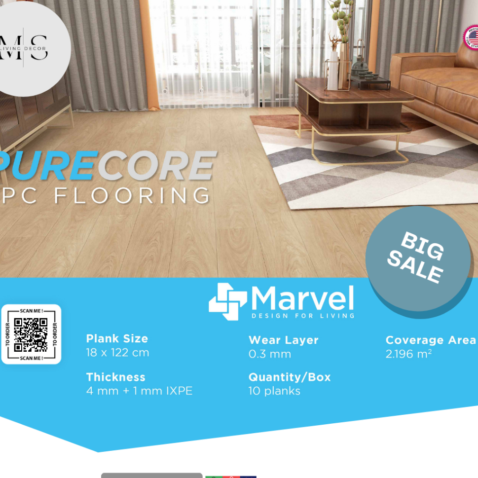 MARVEL SPC Purecore 4mm / Lantai spc murah berkualitas