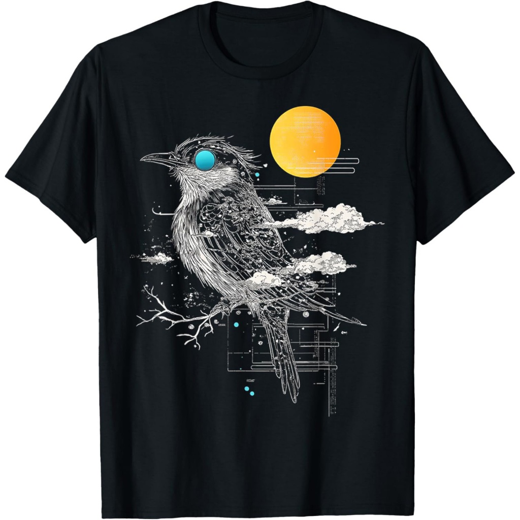 Seni Hewan Motif Burung Cuckoo Mata Biru Kaos Cuckoo