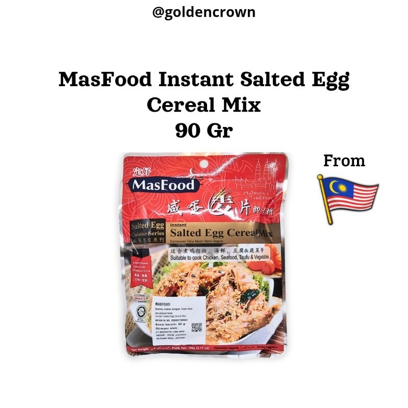 

MASFOOD Instant Salted Egg Cereal Mix / Bumbu Instan dengan Telur Asin dan campuran Sereal 90g