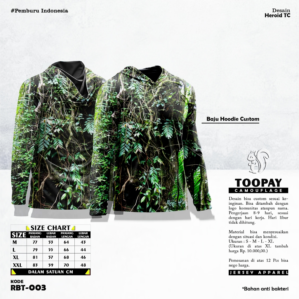 Baju Kamuflase Hunting Camo dan Kaos Berburu Lengan Panjang Camo untuk Pria Motif Motif Tanaman Akar