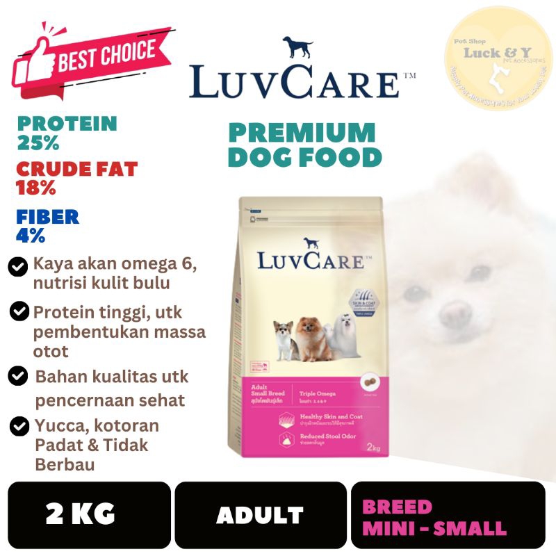 Makanan Anjing Luvcare Adult Small Breed Triple Omega (2 Kg)