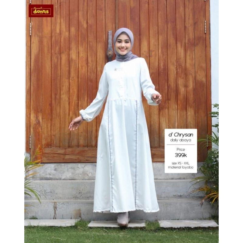 Gamis Putih Dewasa Dannis D'Chrysan / Gamis Putih Kekinian Dannis Chrysan