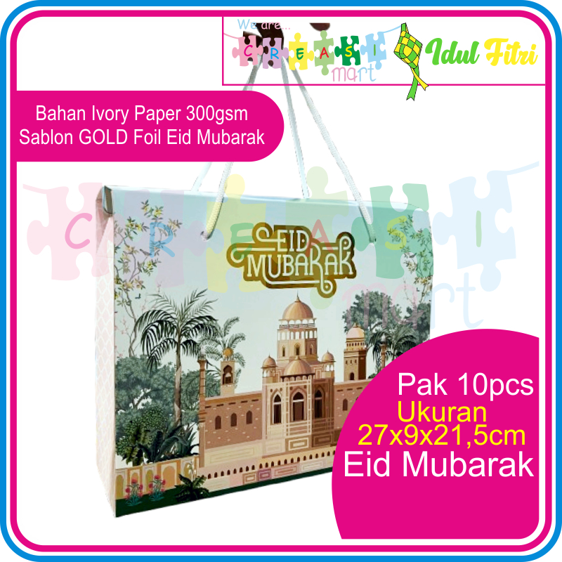 

Box Tali Tebal Hampers Lebaran Eid Mubarak Idul Fitri Pak 10pcs uk. 27x9x21,5cm Ivory Paper 300gsm