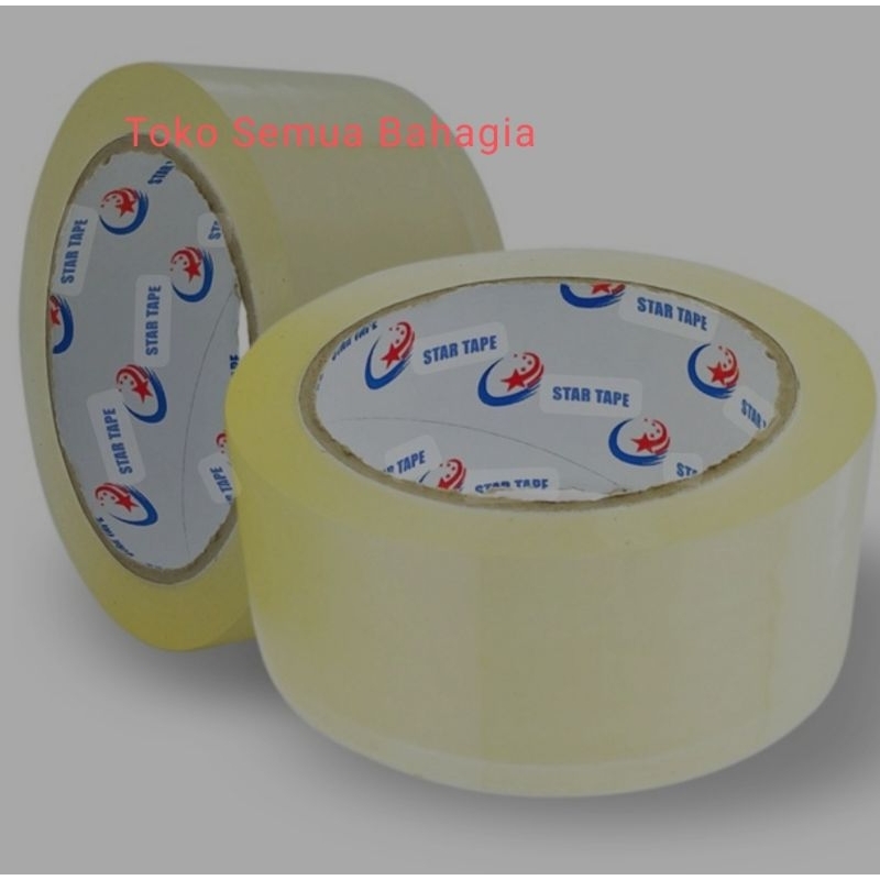 

Lakban 100 Yard x 45 mm (Per 6 pcs) Startape.. bening kuning