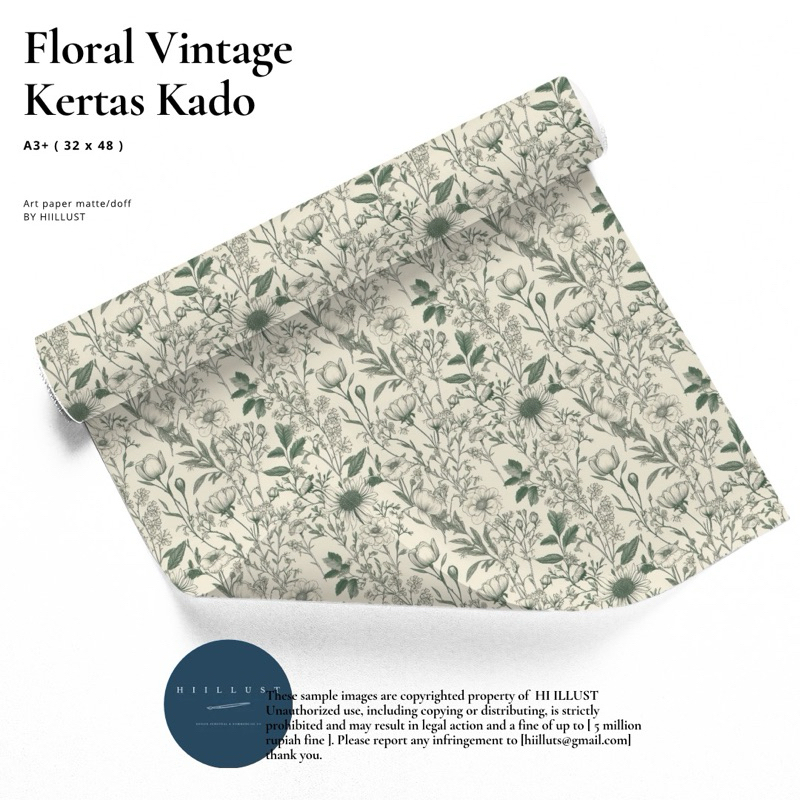 

H I I L L U S T || Floral Vintage kertas kado (H008)