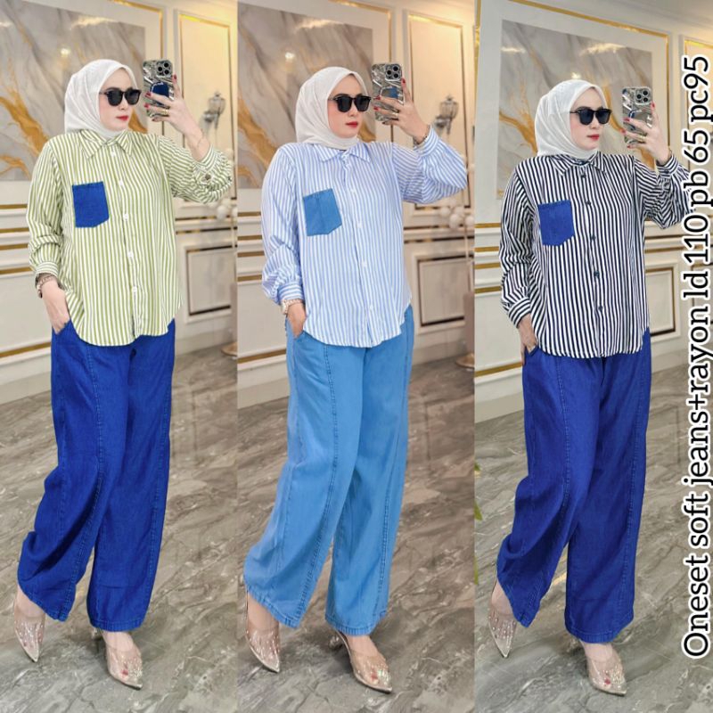 SET JEANS KOMBINASI//JEANS MIX KATUN PREMIUM SET CEL KOMBINASI BY GNL COLECTION