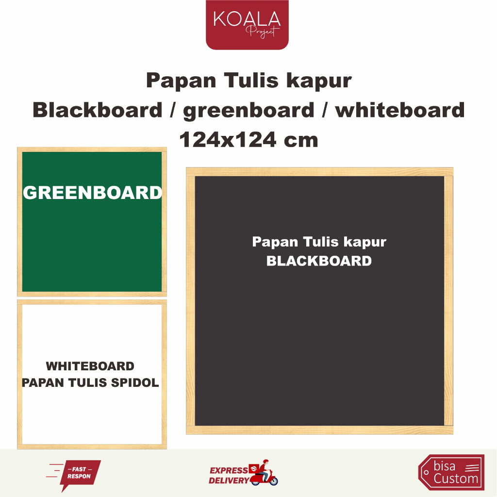 

PAPAN TULIS KAPUR HITAM BLACKBOARD GREENBOARD WHITEBOARD 124X124 CM - KOALA PROJECT