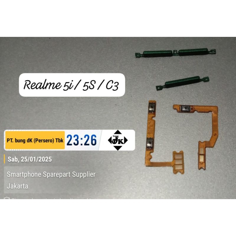 flexible tombol & tombol luar On/Off & Volume Realme 5i / 5S / C3
