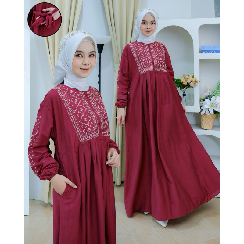 Nuwaira Dress By NUWAIRA WEAR / Gamis Bordir Mewah Kekinian Bahan Adem Model Terbaru Lebaran 2025 / 
