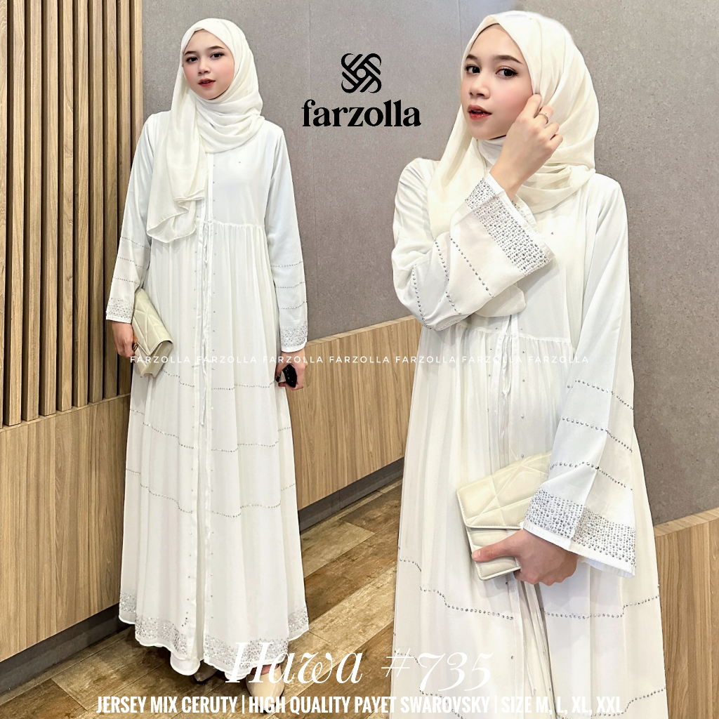 ABAYA TURKEY DRESS GAMIS LEBARAN WARNA PUTIH || ABAYA DRESS EXCLUSIVE PREMIUM ORIGINAL BY FARZOLLA |