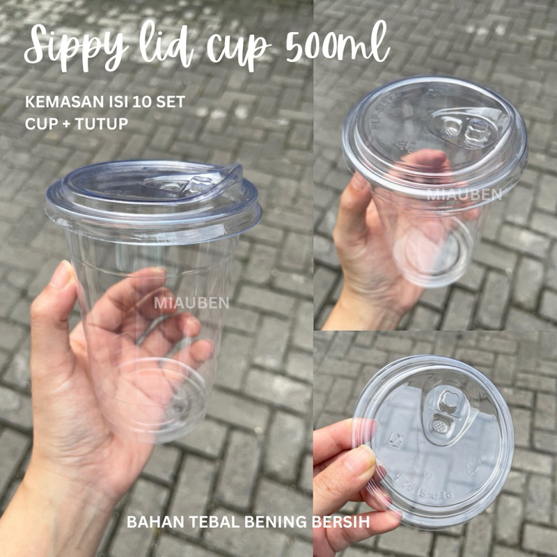 

Ukf5Pc6F4H (Kuliner.Kita) Isi 10 Set Cup + Tutup Cup Gelas Pet 16Oz Gelas Kopi 500Ml