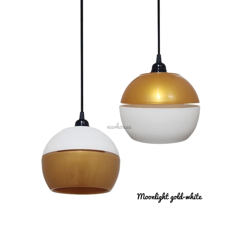 Lampu gantung minimalis kap bulat lampu hias gantung oval Moonlight gold putih