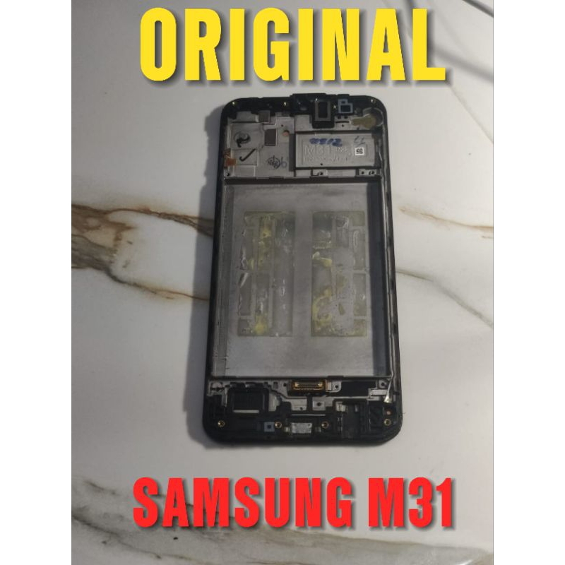 LCD FULLSET PLUS FRAME SAMSUNG M31 NORMAL TESTED COPOTAN FINGERPRINT ON GARANSI