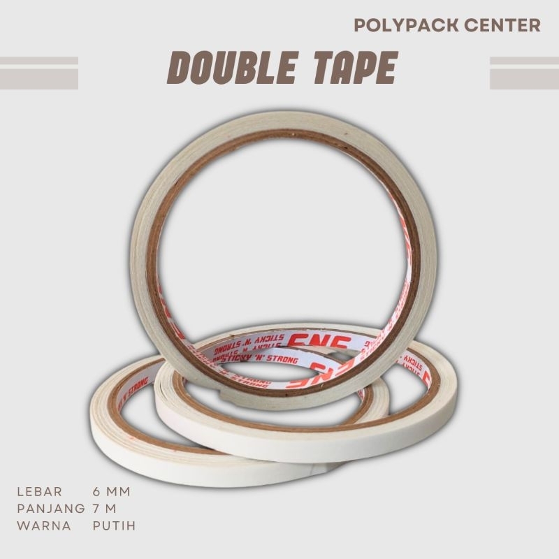 

Double tape/Lakban 2 sisi, 6 mm x 7 meter full