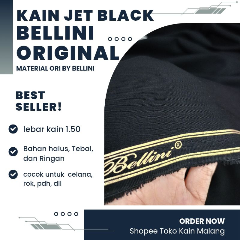 KAIN JET-BLACK | BAHAN JET-BLACK ORIGINAL BY BELLINI / BAHAN CELANA HIGHT TWIST PREMIUM ORIGINAL JET