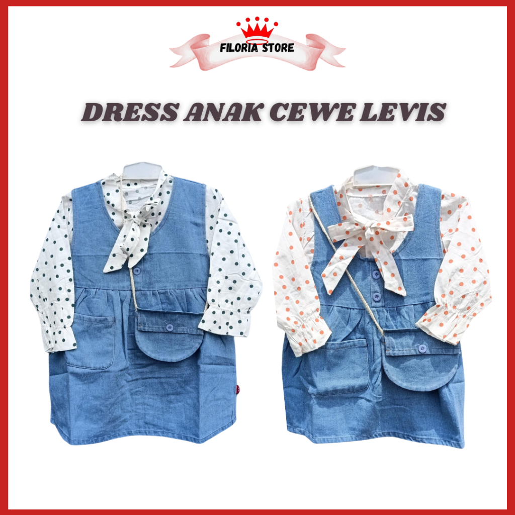 Filoria Store Dress Anak Cewe Lengan Panjang Levis 1-2 Tahun
