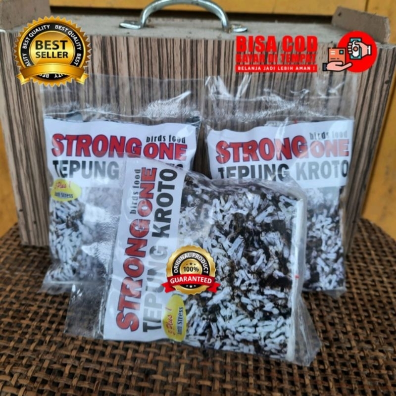 TEPUNG KROTO STRONG ONE 1 SACHET ASINAN TAMBAHAN KALSIUM PAKAN MAKANAN BURUNG TERNAK MURAI KENARI