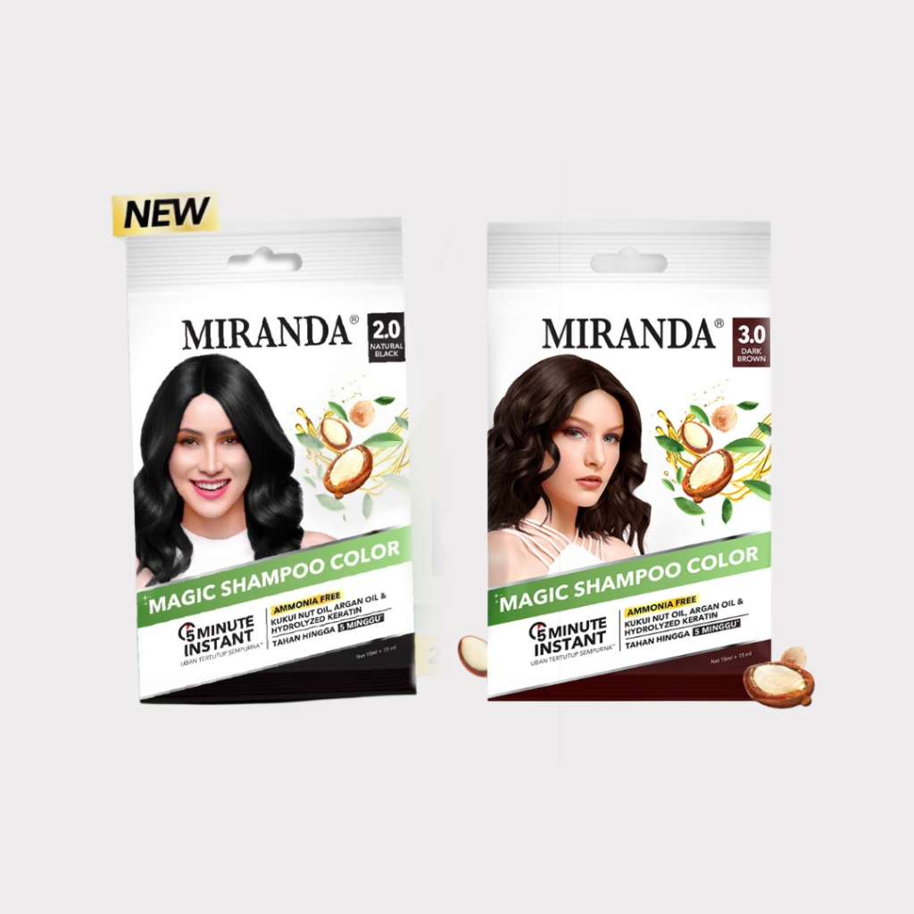 Miranda (Sachet) Magic Hair Color Shampoo Pewarna Rambut Instan