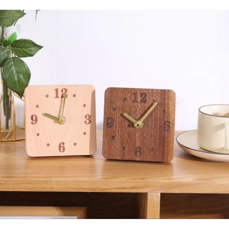 Jam Meja Kayu Jati Minimalis Angka Ukir