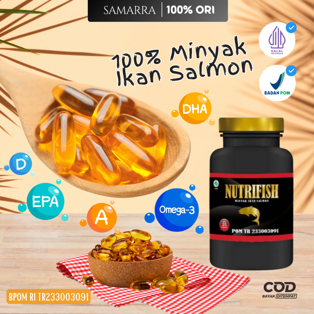 Nutrifish Oil Suplemen Minyak Ikan Salmon dengan Omega-3 DHA EPA dan Vitamin untuk Kecerdasan Anak