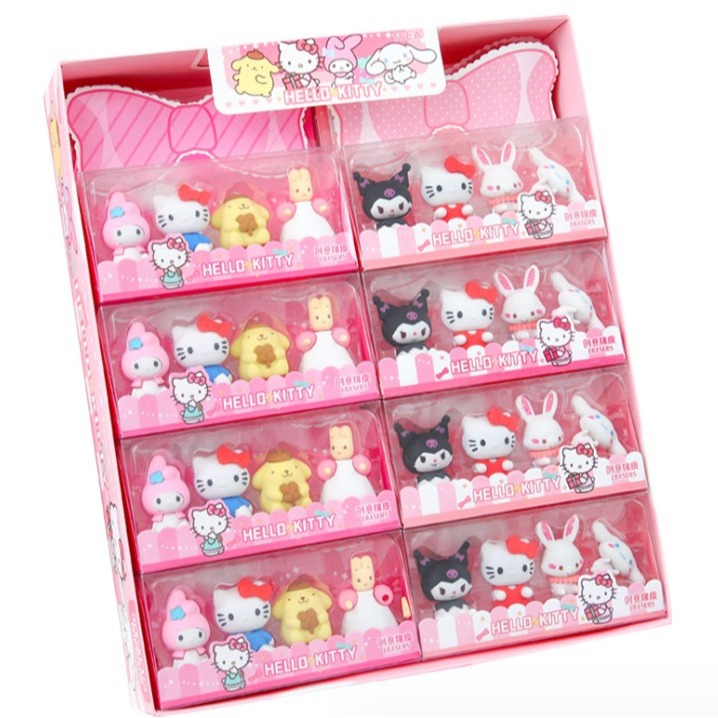 

Penghapus Sanrio Family Box isi 4 Pcs HELLO KITTY CINNAMOROLL KUROMI