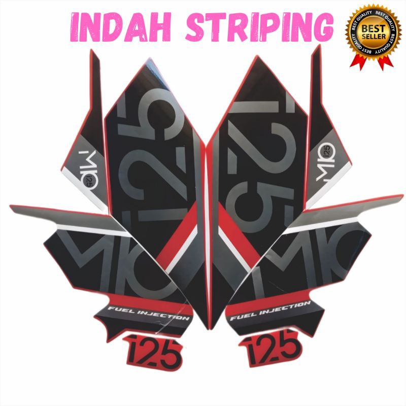 STIKER STRIPING LIS MOTOR MIO M3 TAHUN 2017 WARNA MERAH HITAM