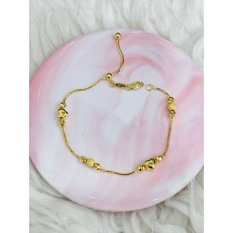 gelang serut love polos bola pasir kristal emas asli kadar 875