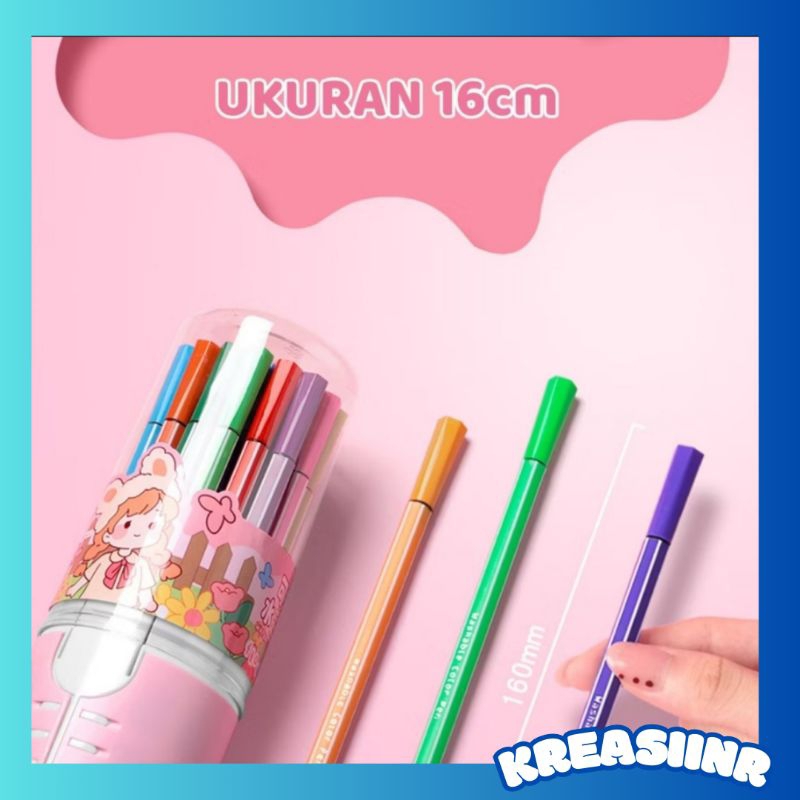 

Spidol Warna 1 set isi 12 pcs Watercolor Maker Pen