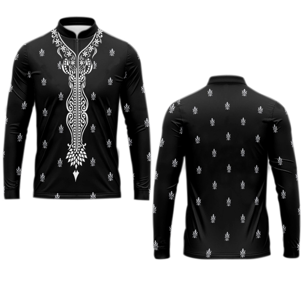 Baju koko muslim/Hitam/Kaos pria Dewasa jersey/motif full printing/panjang&Pendek terbaru/super bagu