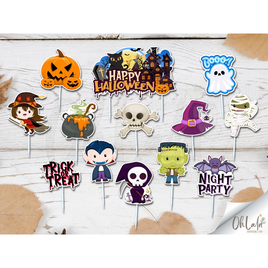 

Halloween Cake Topper / Hiasan Dekorasi Tusukan Kue Cupcake Puding Halowen Horror Pumpkin - Monster - Vampire - Ghost - Hantu - Witcher - Penyihir