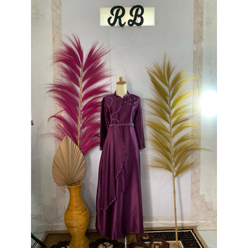 Gamis Polos Pesta Virall Terbaru | Dengan Payet Mutiara | Gamis| Dress | Gamis Terbaru | Dress Mewah