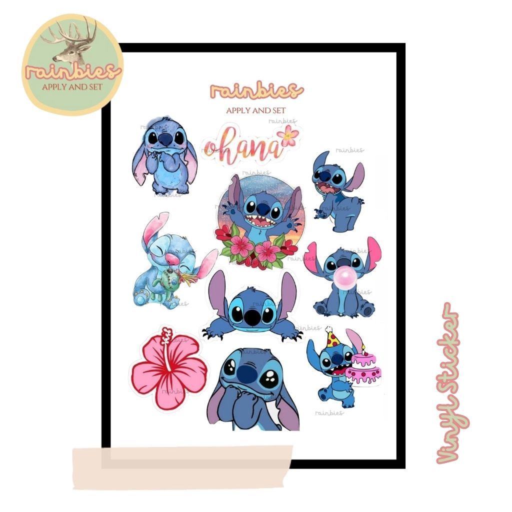 

Sticker Stitch Stiker Vinyl Waterproof Disney Kisscut HP Tablet Laptop Koper Travel Aesthetic