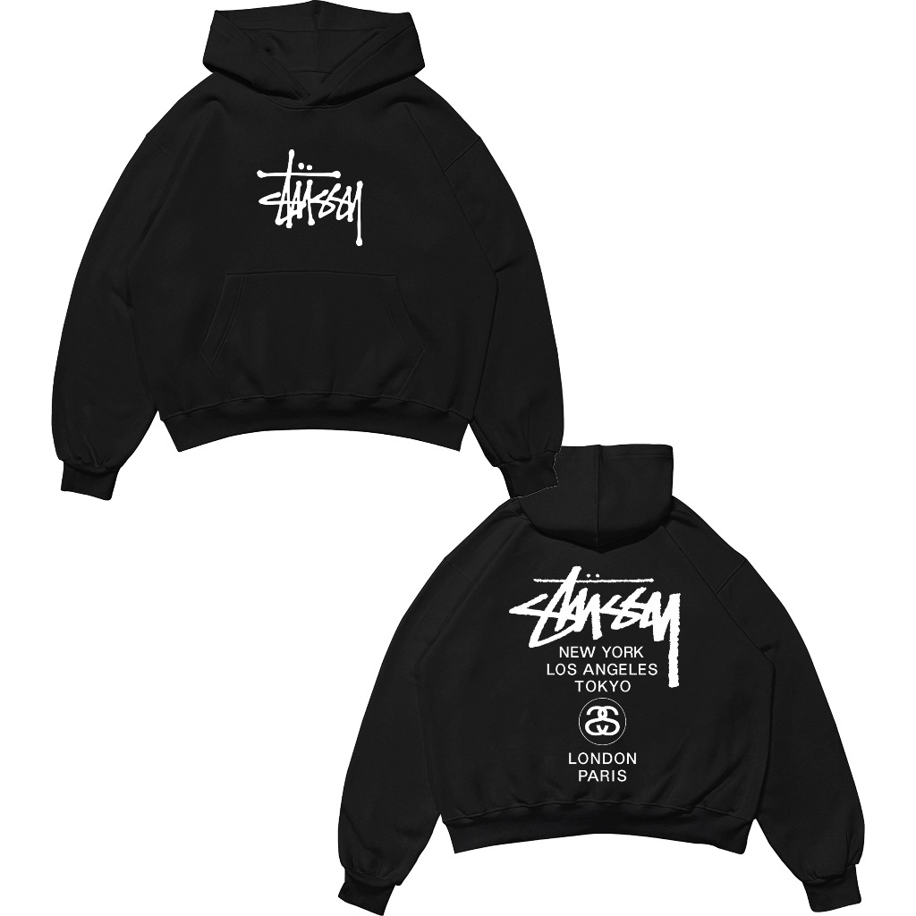 Hoodie Sweater Anak Stussy New York Los Angeles Tokyo London Paris Unisex / Anak Laki Laki Perempuan