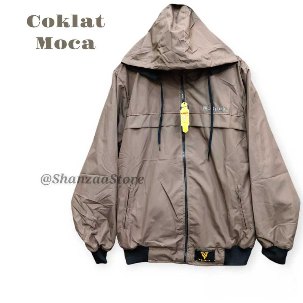 JAKET PARASUT POLOS PRIA TERBARU WOLFRICK ORIGINAL/JAKET WATERPROF/JAKET PARASUT POLOS