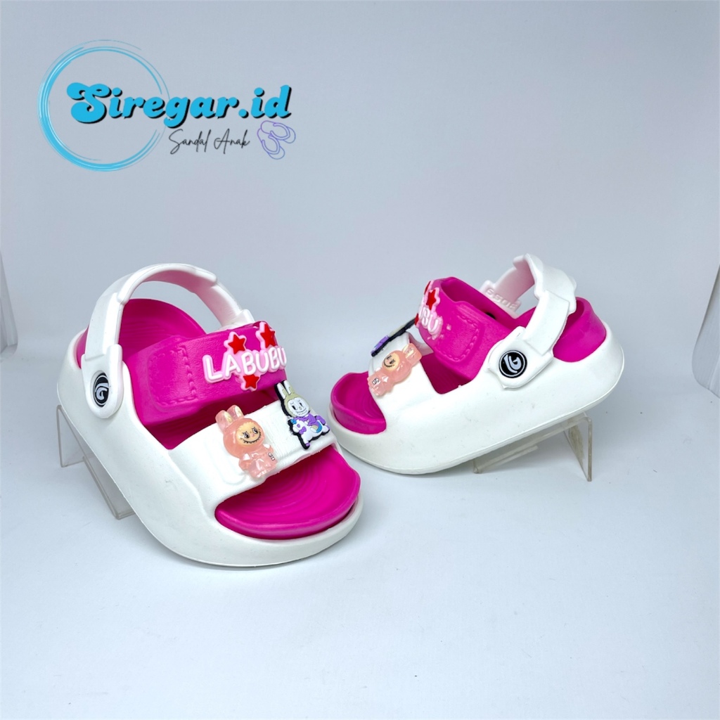 Sandal Anak Perempuan Tali Belakang Karakter Labubu Pink Fanta