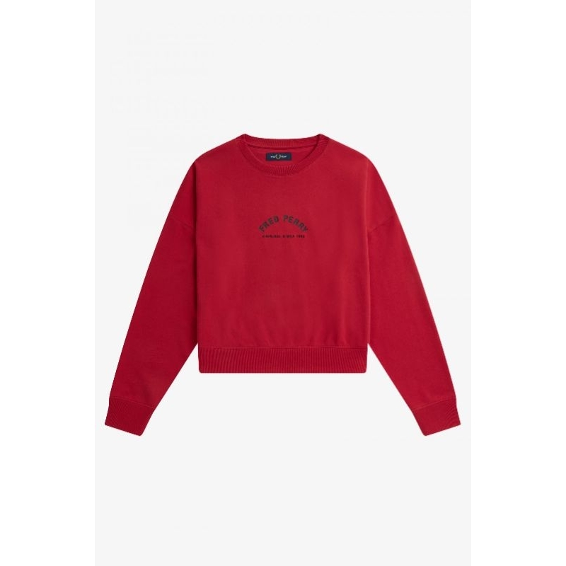 Fred Perry Women Arch Branded Sweatshirt Red Original