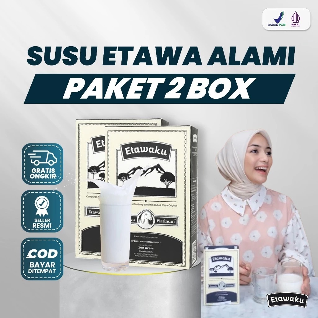 

Etawaku Platinum Paket 2 Box - Susu Kambing Etawa Murni + Krimer Bubuk yang Berkhasiat Tinggi Memiliki Kandungan Protein dan