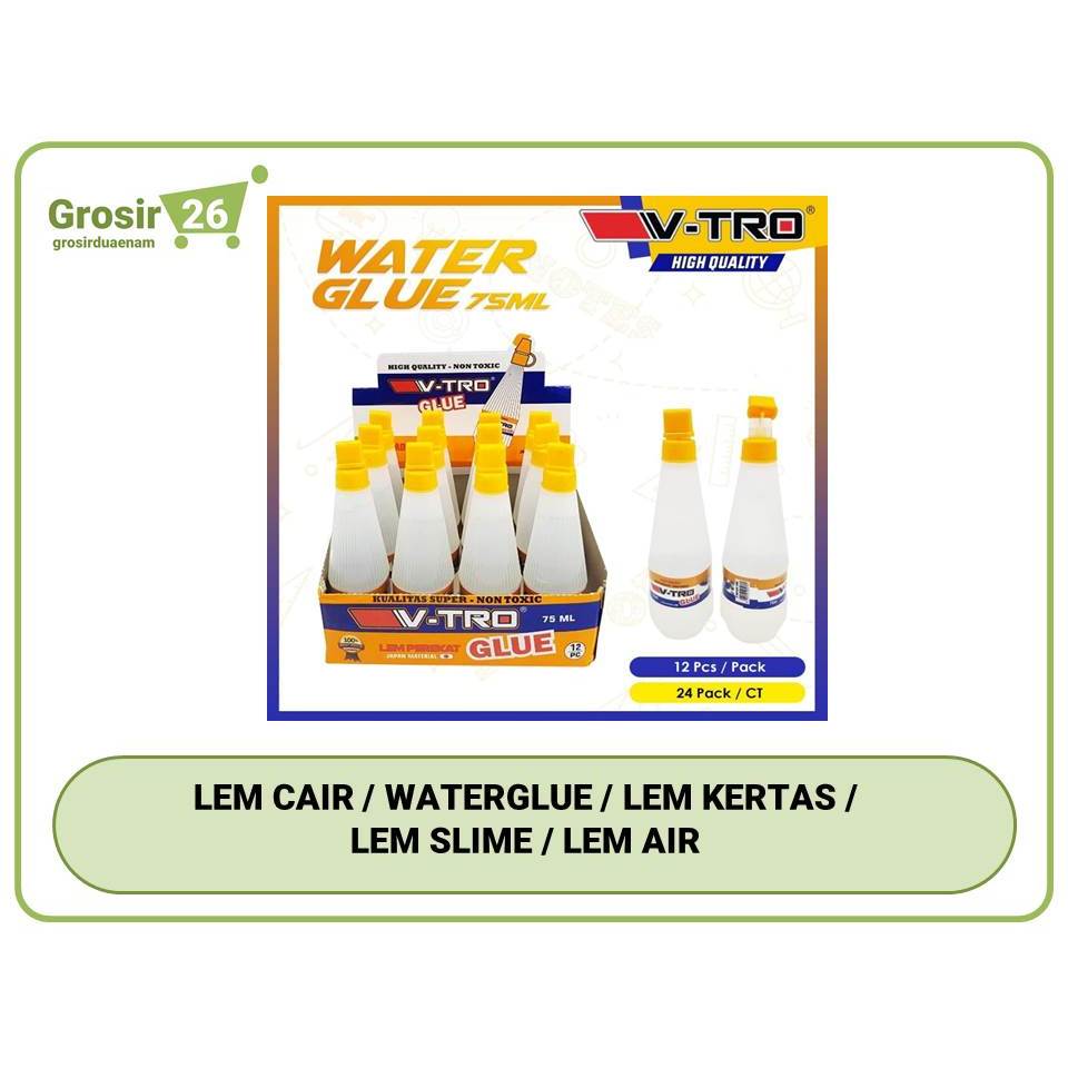 

LEM AIR / CAIR / KERTAS / WATERGLUE / LEM SLIME UKURAN BESAR 75 ML (1 PCS)