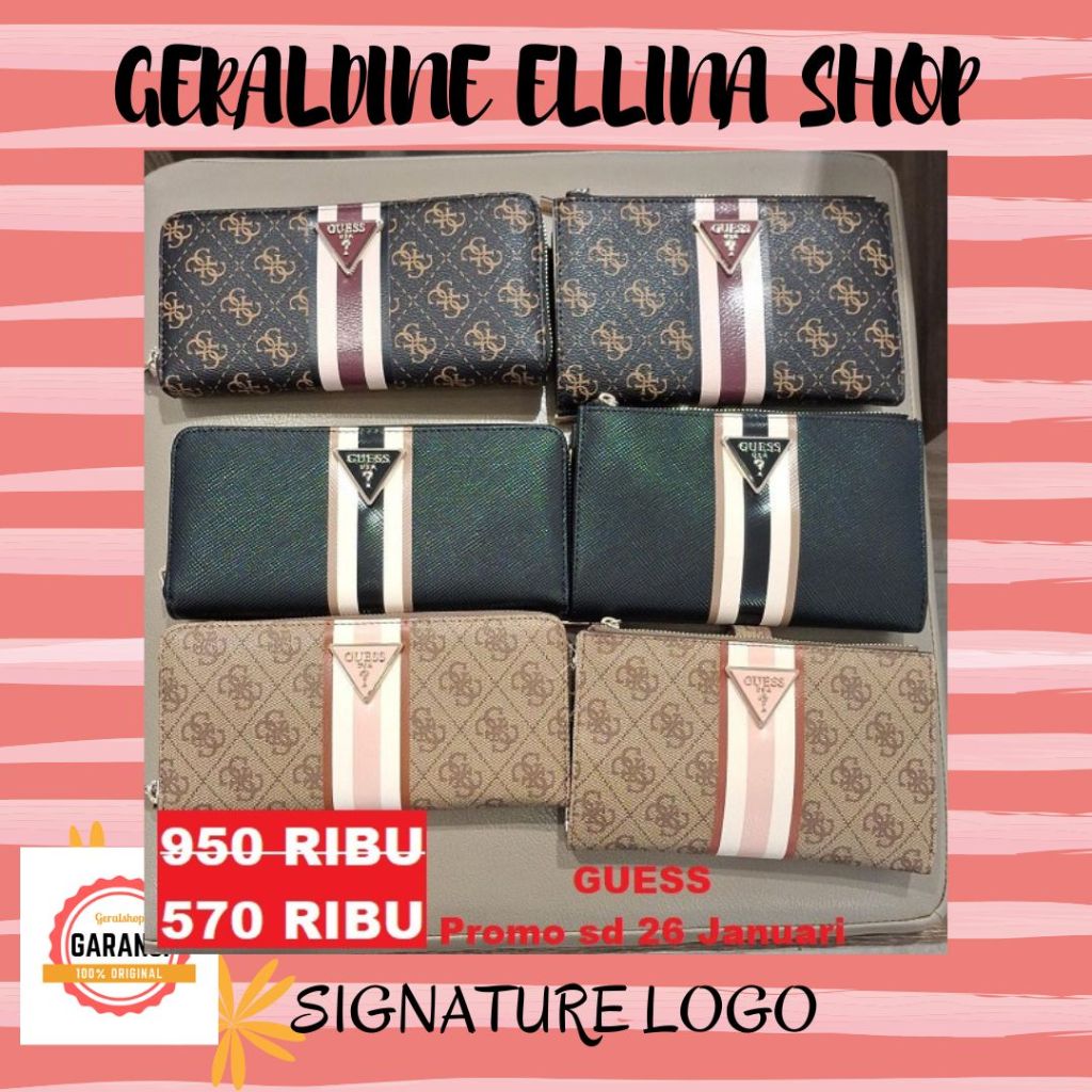 Dompet Medium Wanita GUESS Original 100% SIGNATURE LOGO
