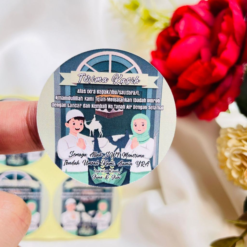 

5-8 Threemind Stiker Gift Umroh Chromo Bulat Sticker Label Souvenir Naik Haji Free Desain Uk.Sedang