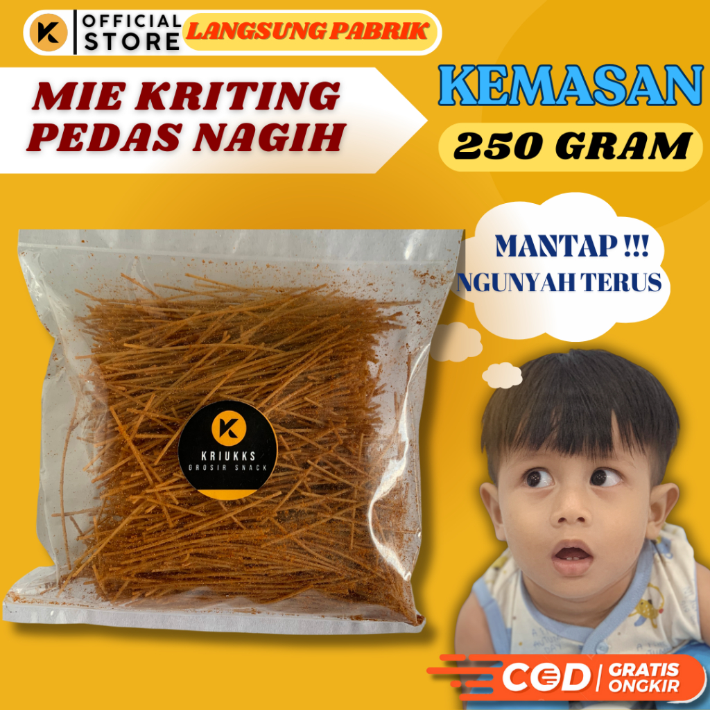 

Kriukks Mie Lidi Pedas Renyah Mi Biting Legendaris Gurih Murah Kiloan Langsung dari Produksi Fresh Renyah Kemasan Plastik Tebal